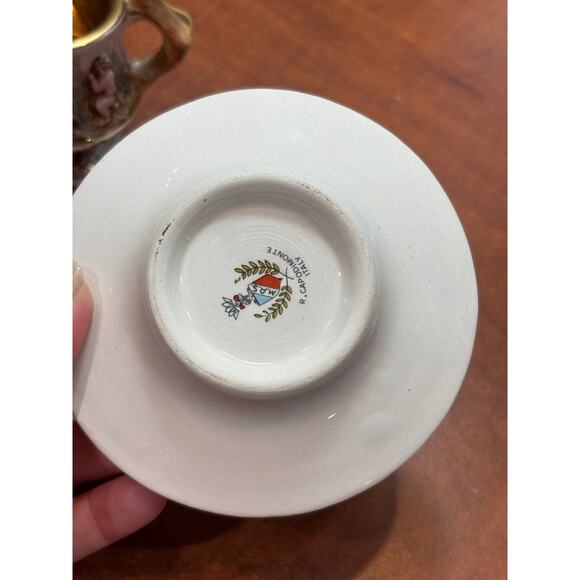 Miniature Demitasse Capodimonte Dragon Cherub Tea cup and saucers (Set of 2) - Picture 12 of 12